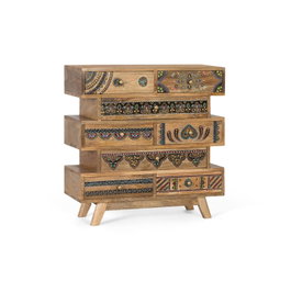GINER Y COLOMER Commode artisanale en bois de manguier avec 8 tiroirs